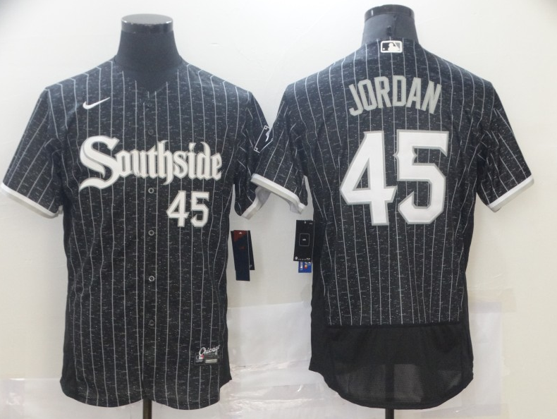 Men's Chicago White Sox #45 Michael Jordan 2021 Black City Connect Flex Base Stitched Jersey Men's Chicago White Sox #45 Michael Jordan 2021 Black City Connect Flex Base Stitched Jersey